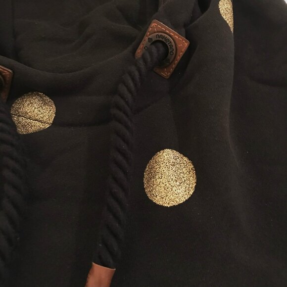 NAKETANO Black Hoodie Golden Dots Size S - Picture 3 of 8